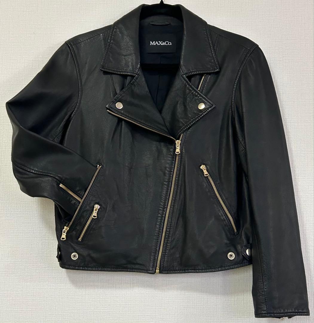MAX&Co. ブラックラムレザー　ライダースジャケット