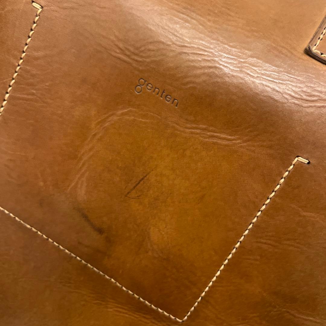 A3 本革トート genten 縦型 アマーノ カーキ男女兼用