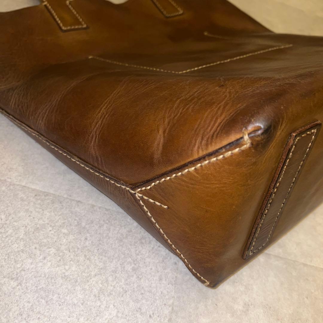 A3 本革トート genten 縦型 アマーノ カーキ男女兼用