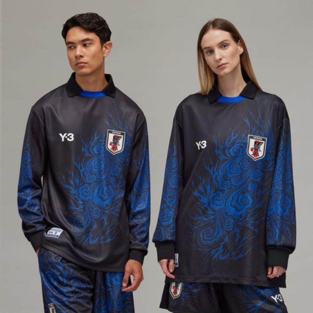 L Y-3 サッカー日本代表 CW 長袖Tシャツ ブラック×ブルー