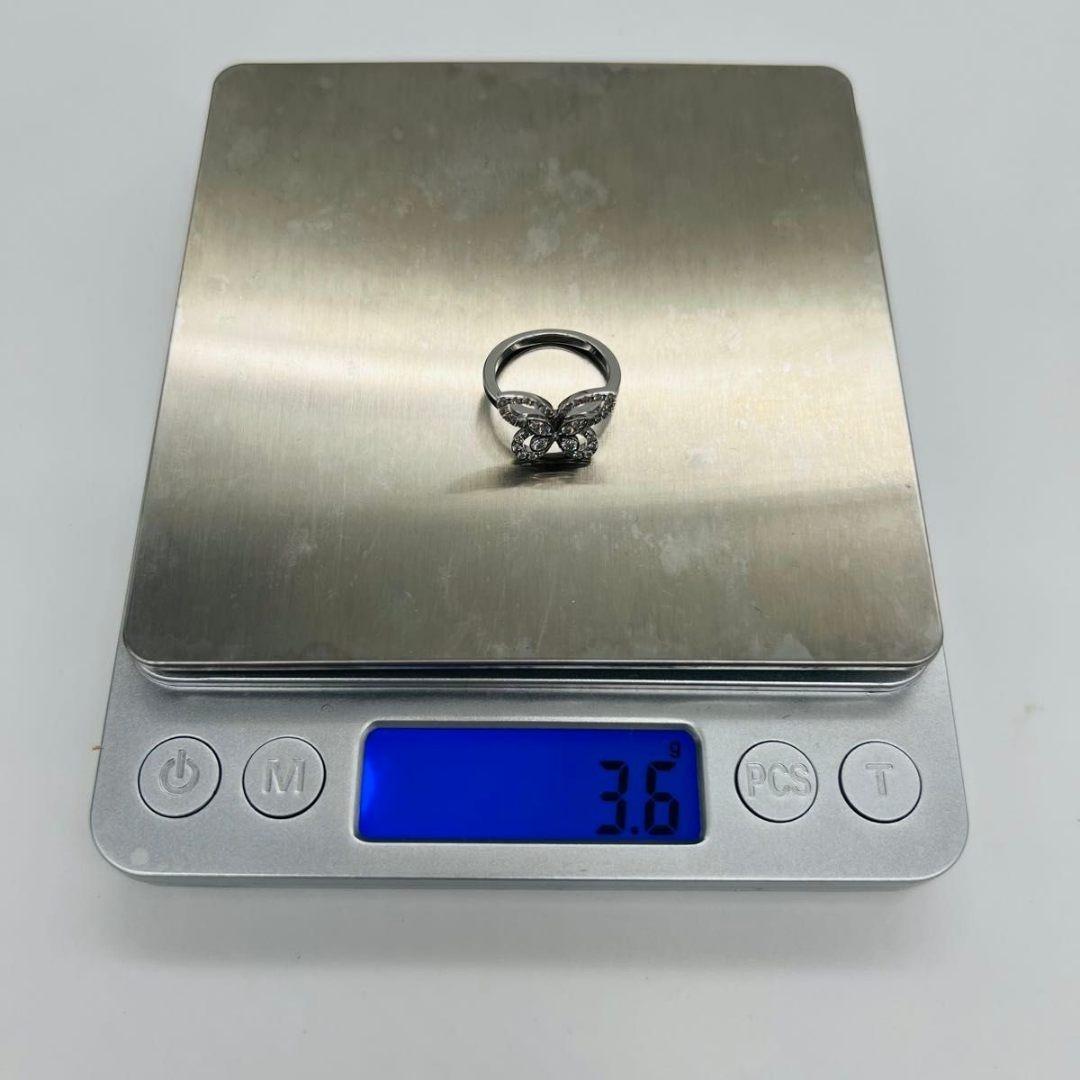 新品磨き　グラフ バタフライ シルエット ダイヤ　リング シルバー WG