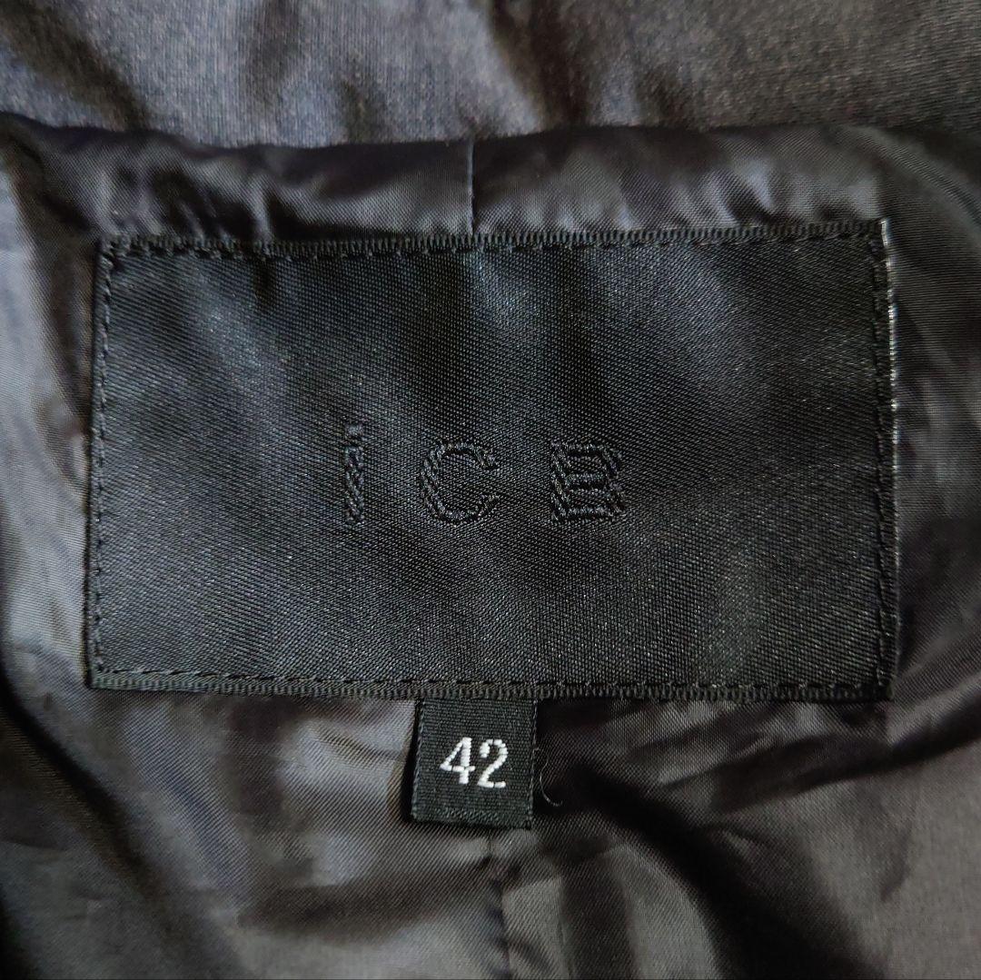 美品♪サイズ42・LL iCB ハイネック ウール ダウンコート ダークグレー