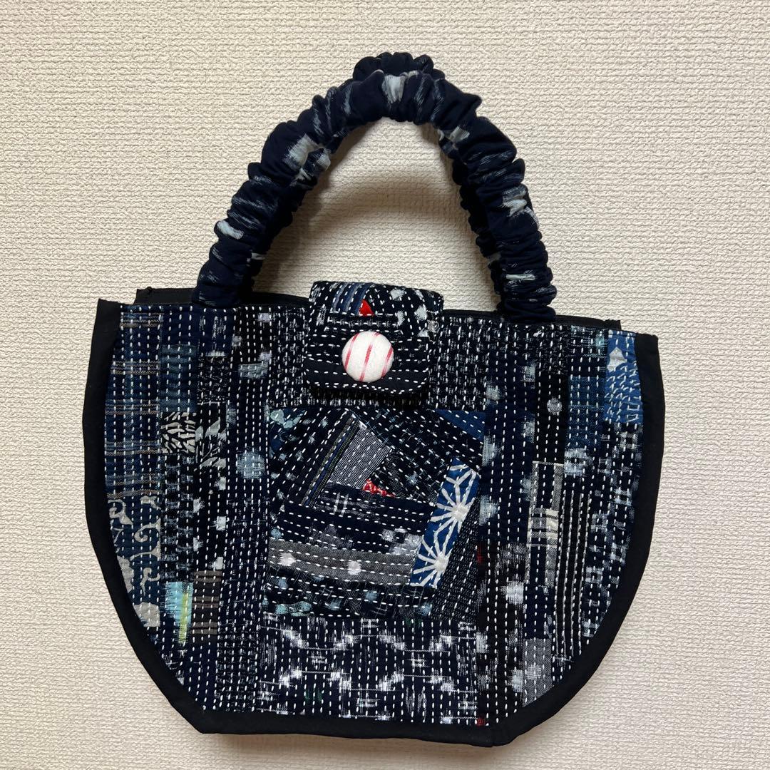 ハンドメイド　絣　さしこ　バック