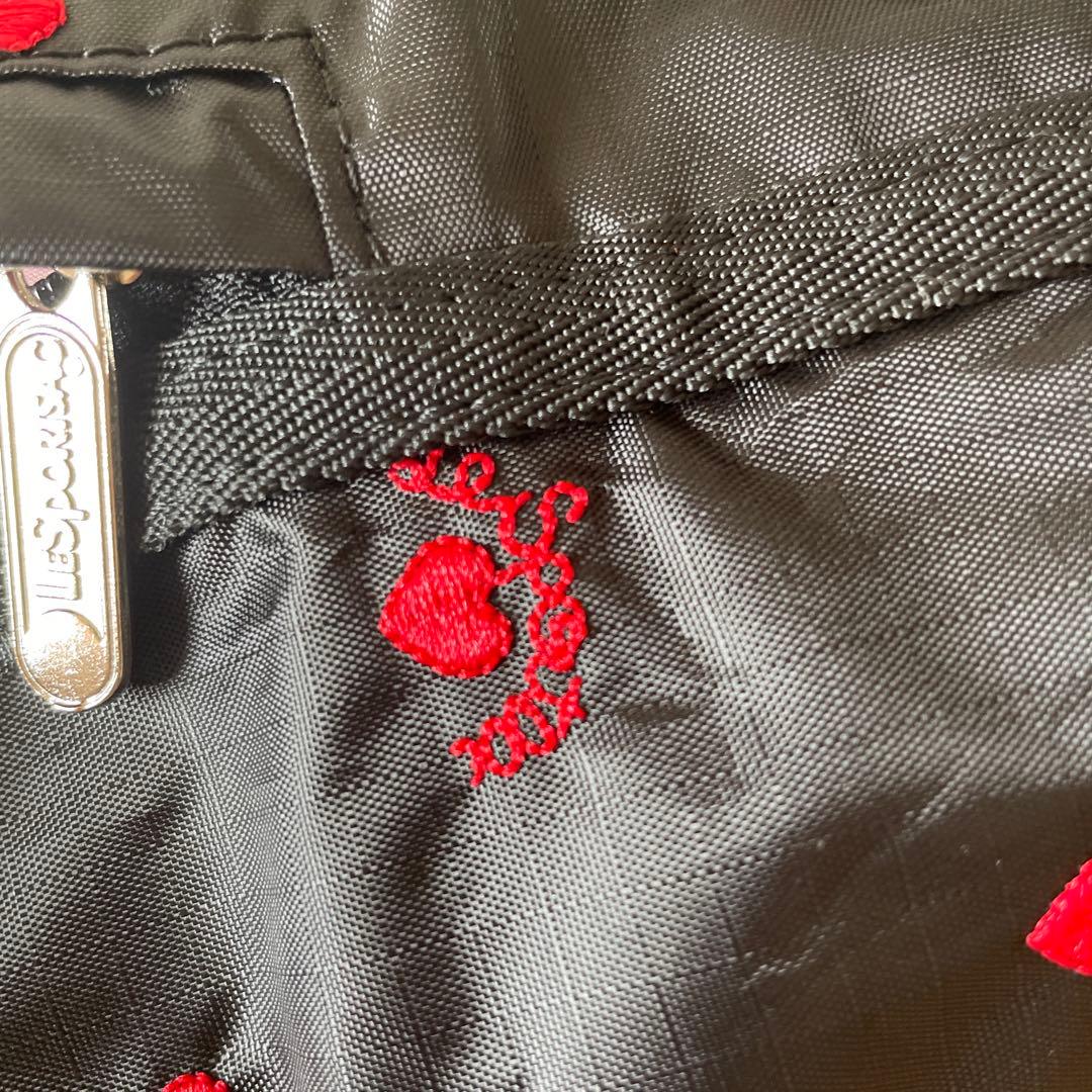 レスポートサック ブラック スウィートハート 刺繍 ボストンバッグ ポーチつき