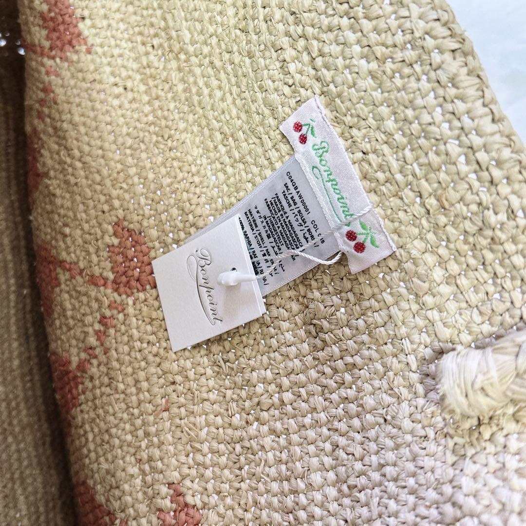 未使用タグ＊ bonpoint ボンポワン かごバッグ さくらんぼ柄