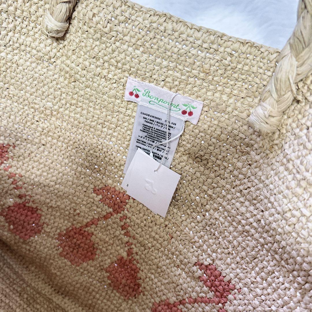 未使用タグ＊ bonpoint ボンポワン かごバッグ さくらんぼ柄