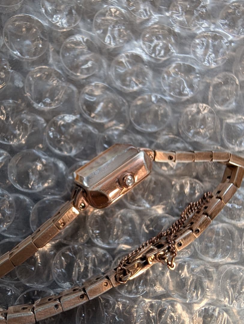 agete アガットK18GP ジュエリーローズゴールド スクエア 腕時計