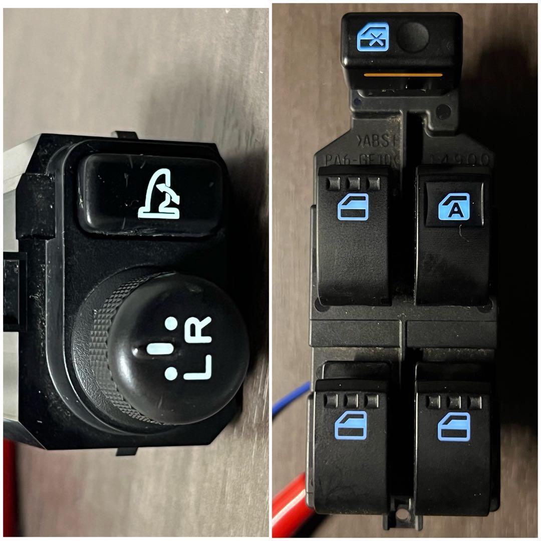 エアコンスイッチ、ミラースイッチ、パワーウィンドウ、ハザードスイッチ