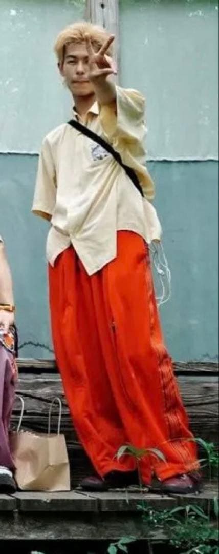 完売品‼️赤 ストライプ ワイドパンツ Lehトラックパンツ GEZAN