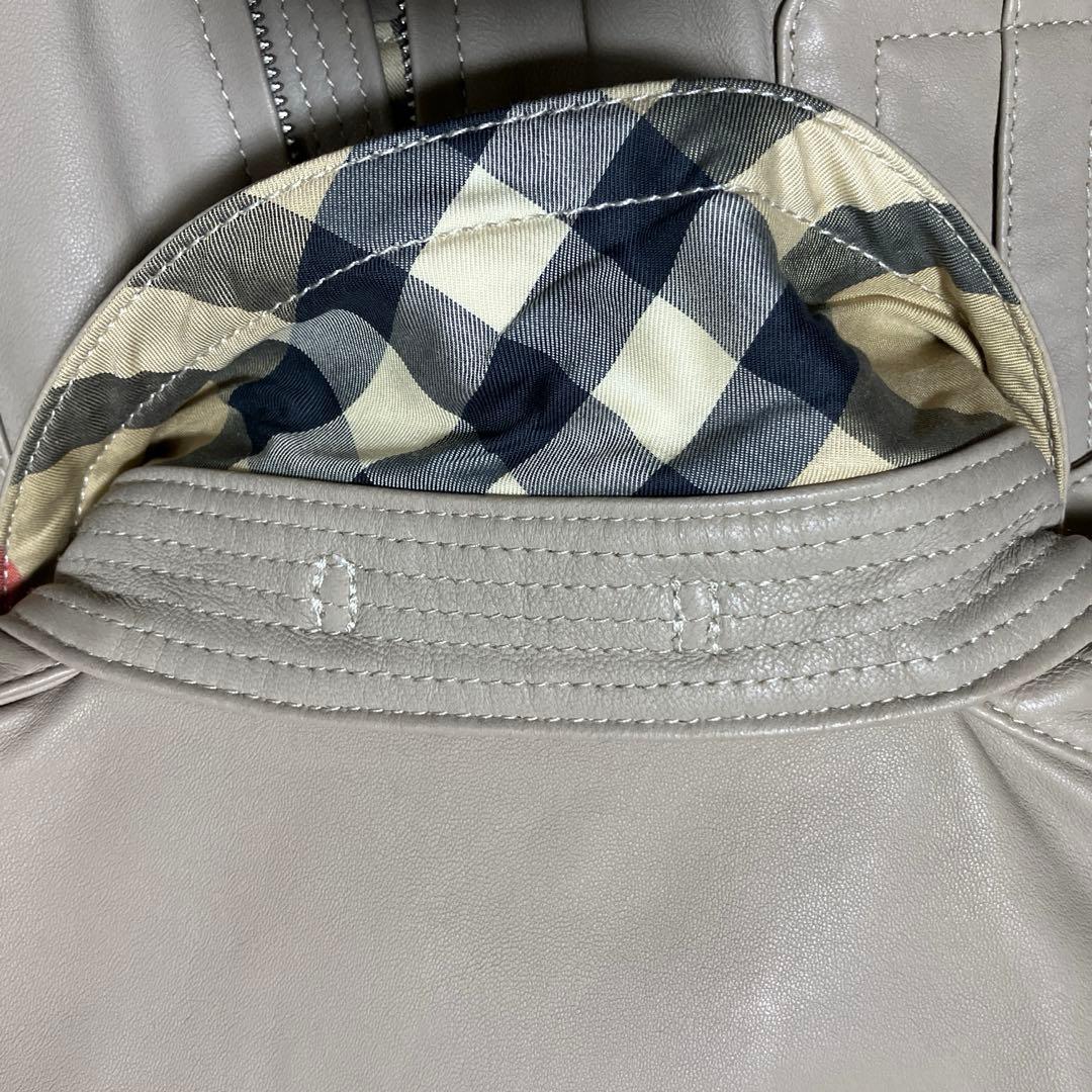 バーバリーロンドン　羊革 ラムレザージャケット グレージュ38