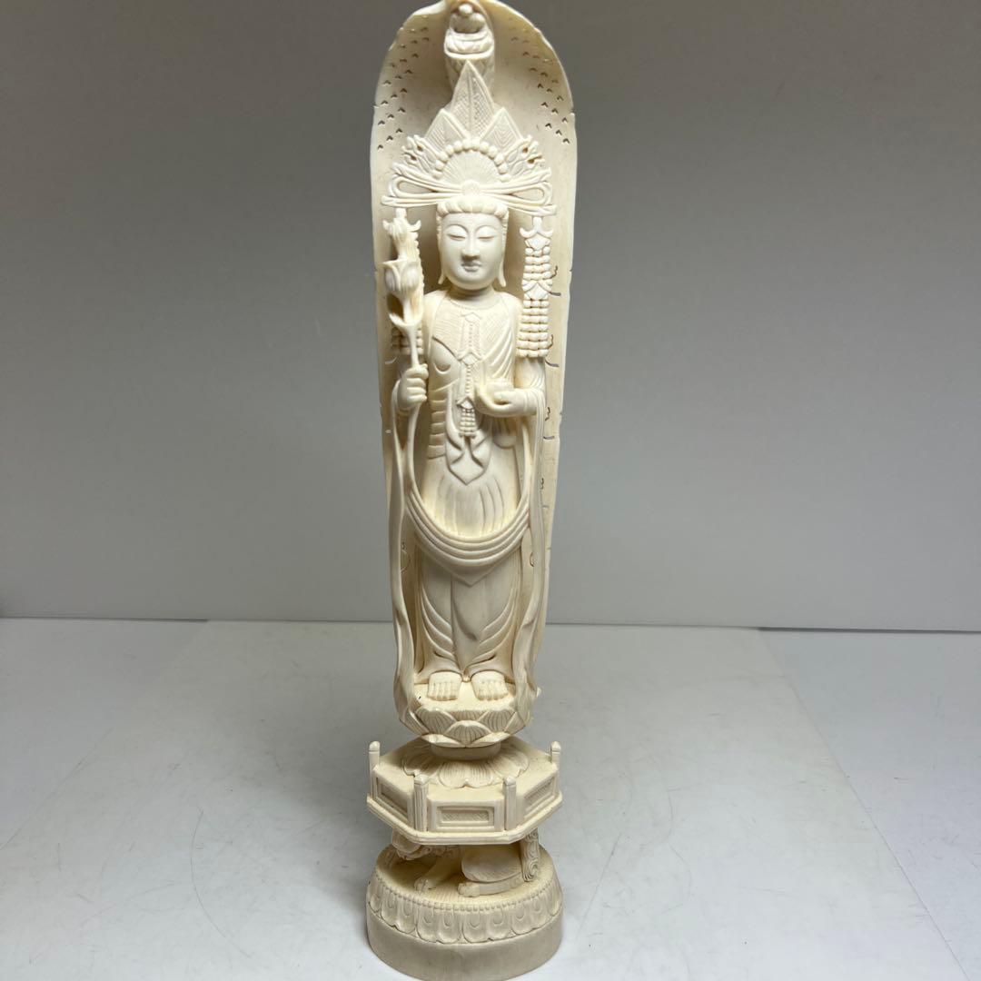 極上和彫在銘観音　626g/29.5㎝　東Y8-0123☆2Fトトル