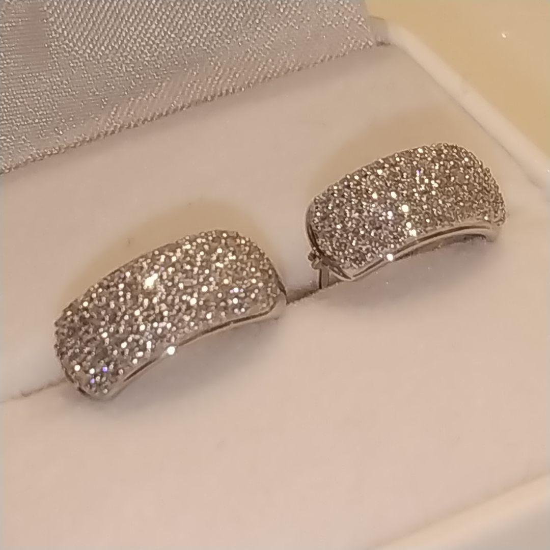 天然ダイヤモンドパヴェピアス 1ct Pt900