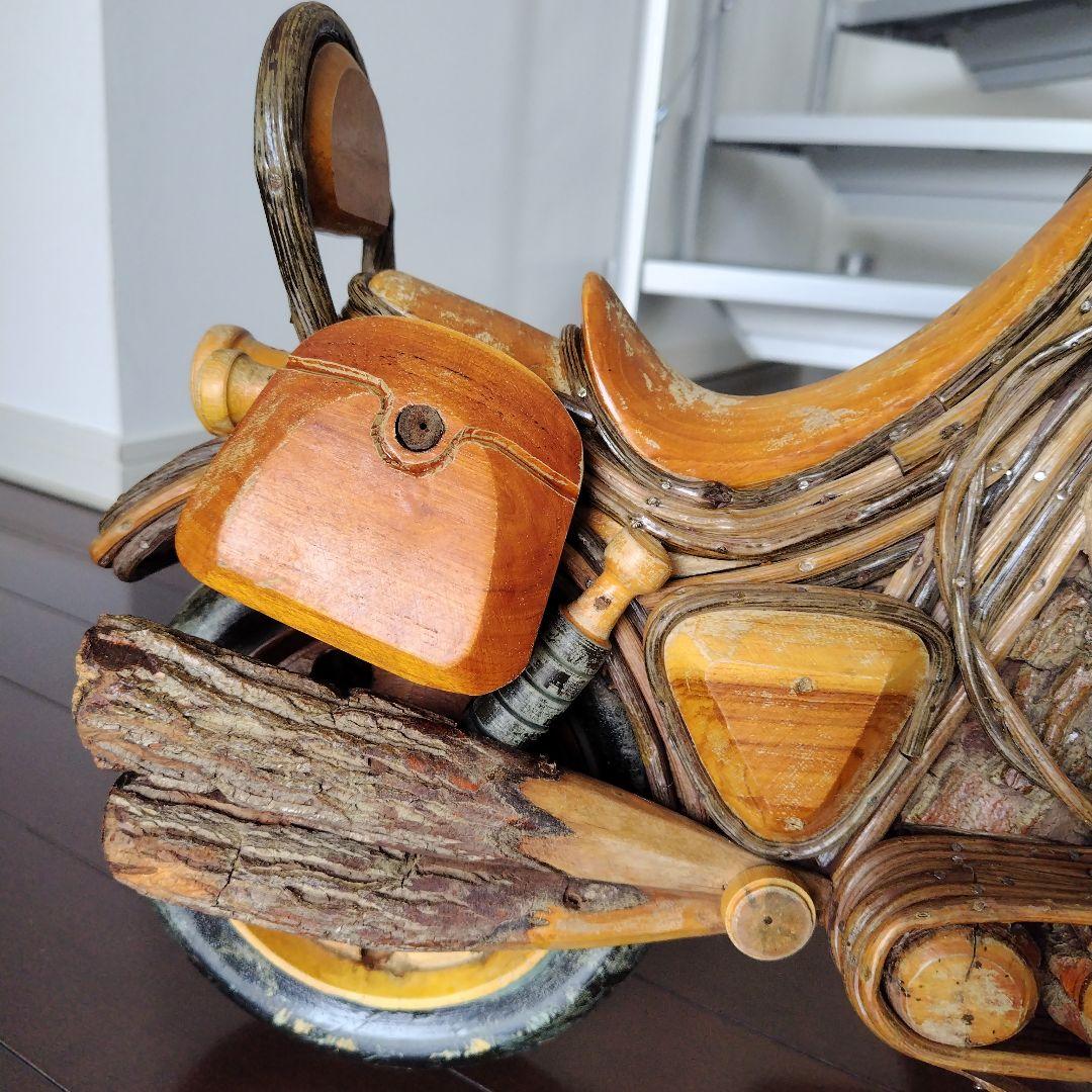 レア！ヴィンテージ 天然木 木製 大型 インテリアバイク模型 木彫り レトロ