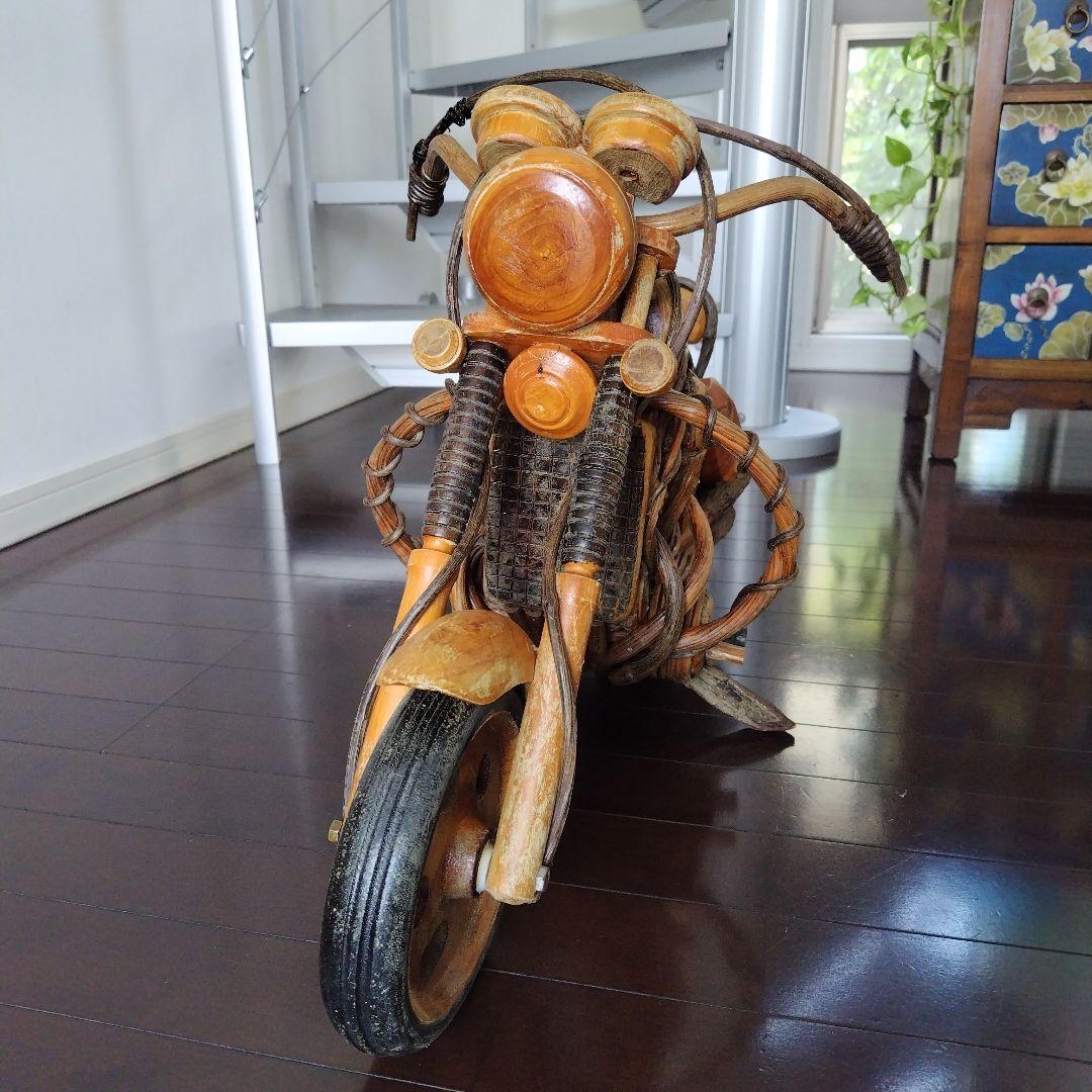 レア！ヴィンテージ 天然木 木製 大型 インテリアバイク模型 木彫り レトロ