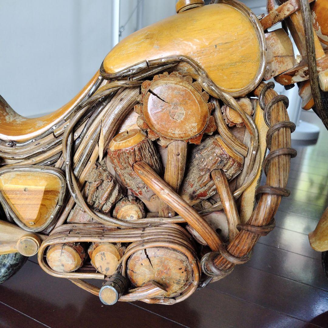 レア！ヴィンテージ 天然木 木製 大型 インテリアバイク模型 木彫り レトロ