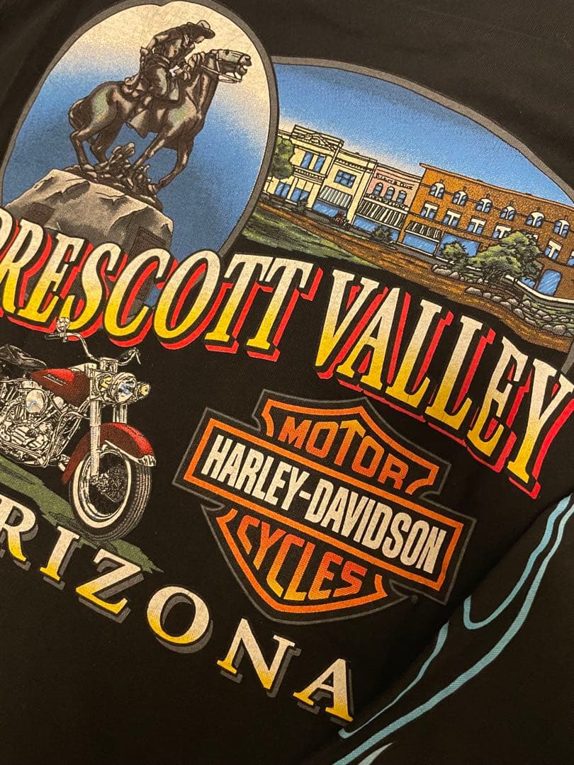 『希少』90s ハーレーダビッドソン ブルーフレイム ヴィンテージTシャツ 古着