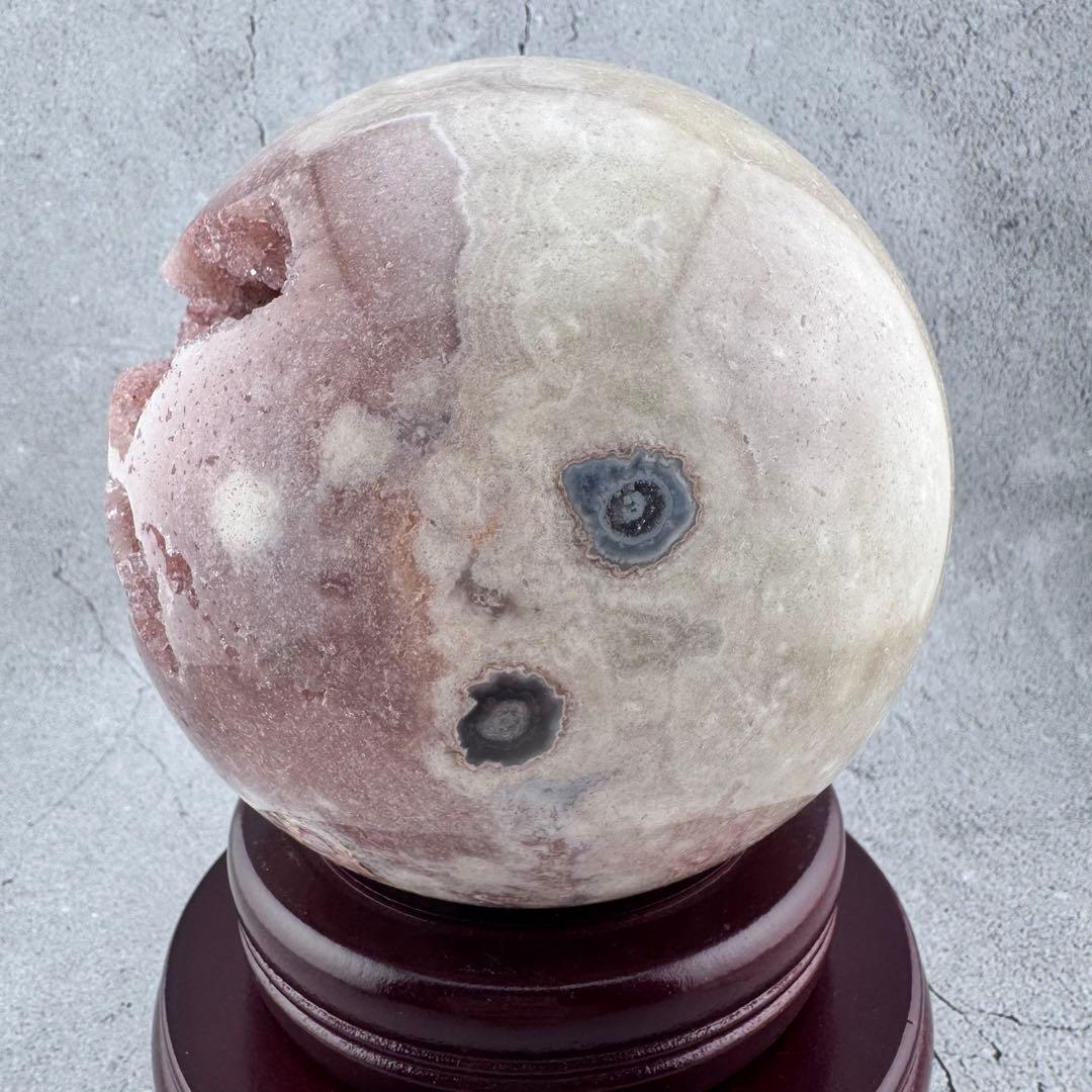 M-48天然ピンクアメジスト特大スフィア ドゥルージー晶洞 丸玉 3.16kg