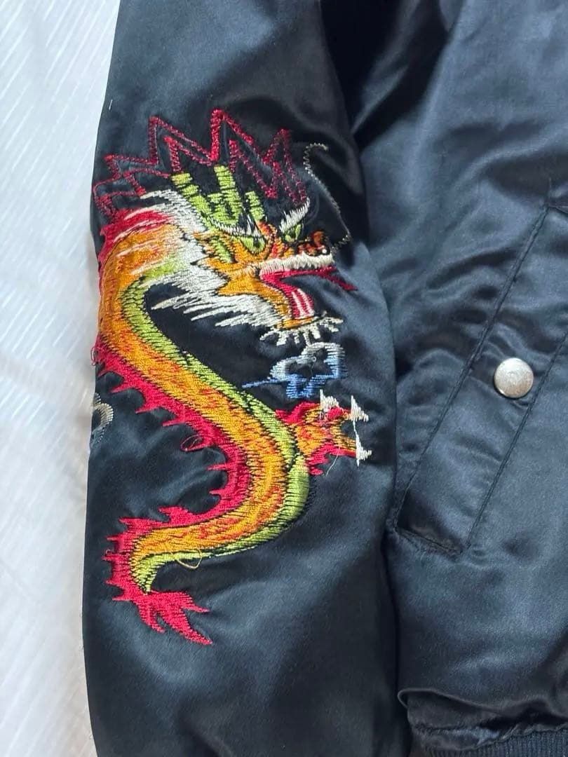 スーベニアジャケット黒ドラゴン刺繍FAR EAST TOUR JAPAN 80s