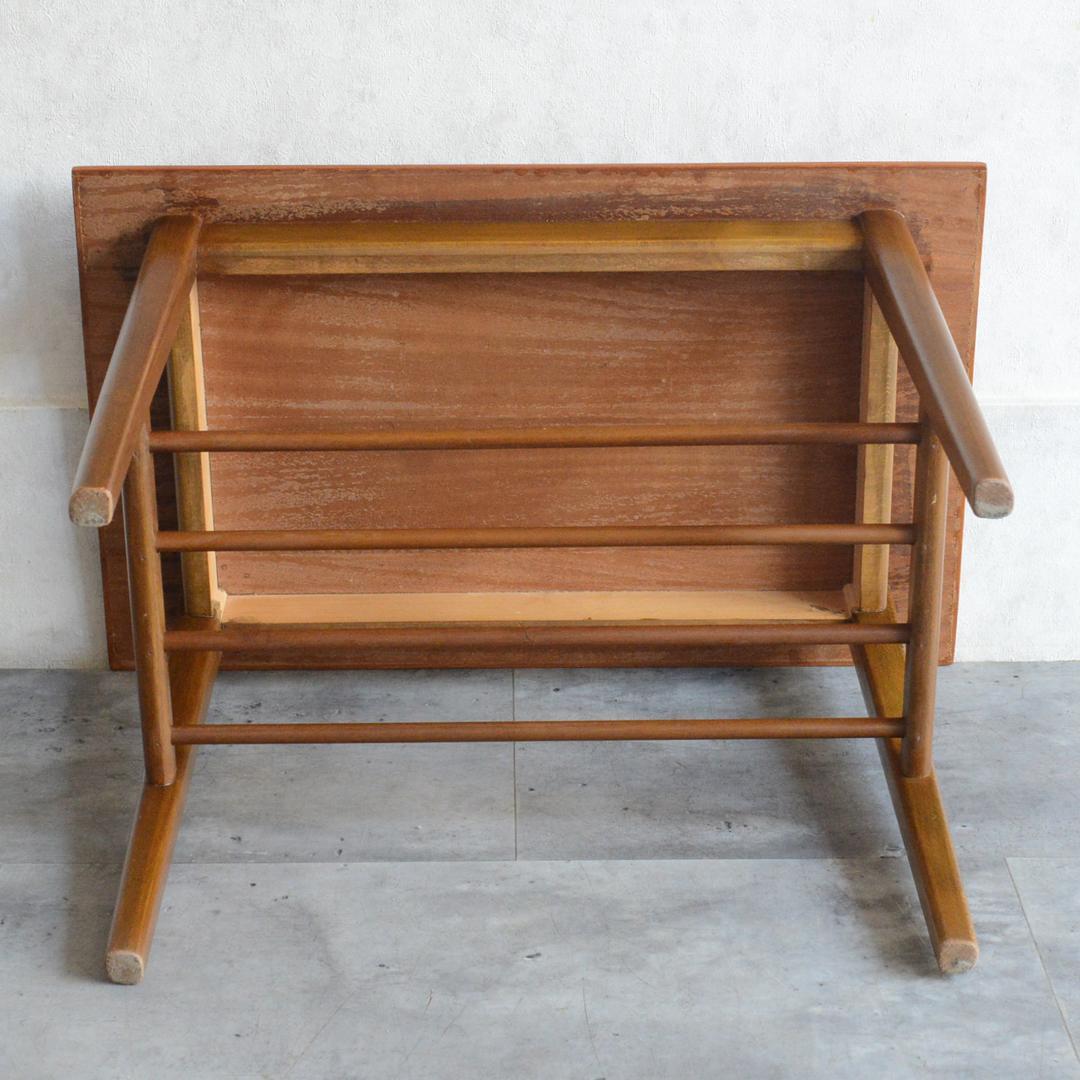 デンマーク 北欧ヴィンテージ チーク サイドテーブル ラダー棚付 北欧家具