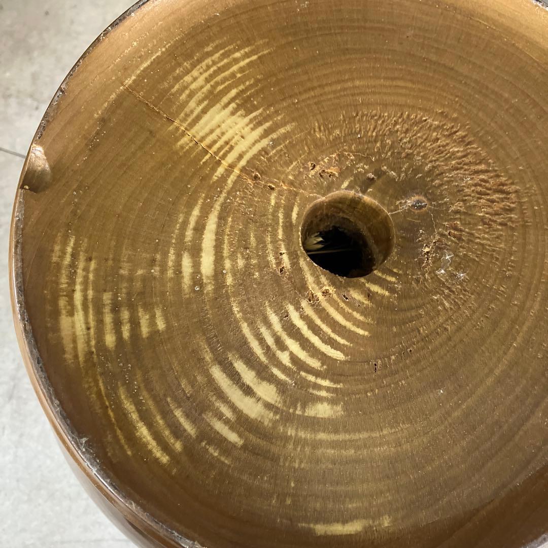 昭和レトロ 時代物 木製 大型 置物 壺型 花器 飾台 無垢材 花瓶 花入れ