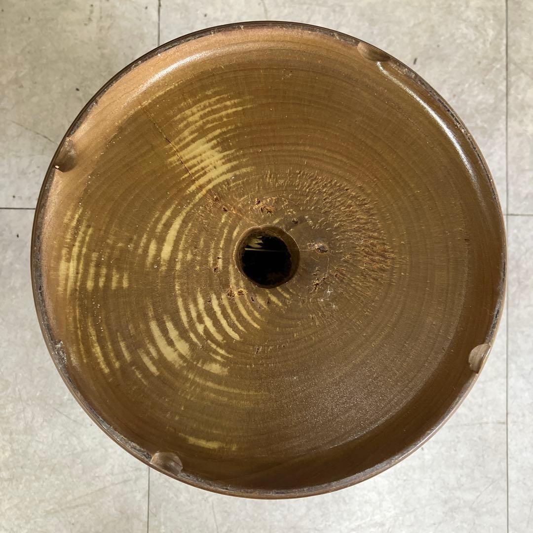 昭和レトロ 時代物 木製 大型 置物 壺型 花器 飾台 無垢材 花瓶 花入れ