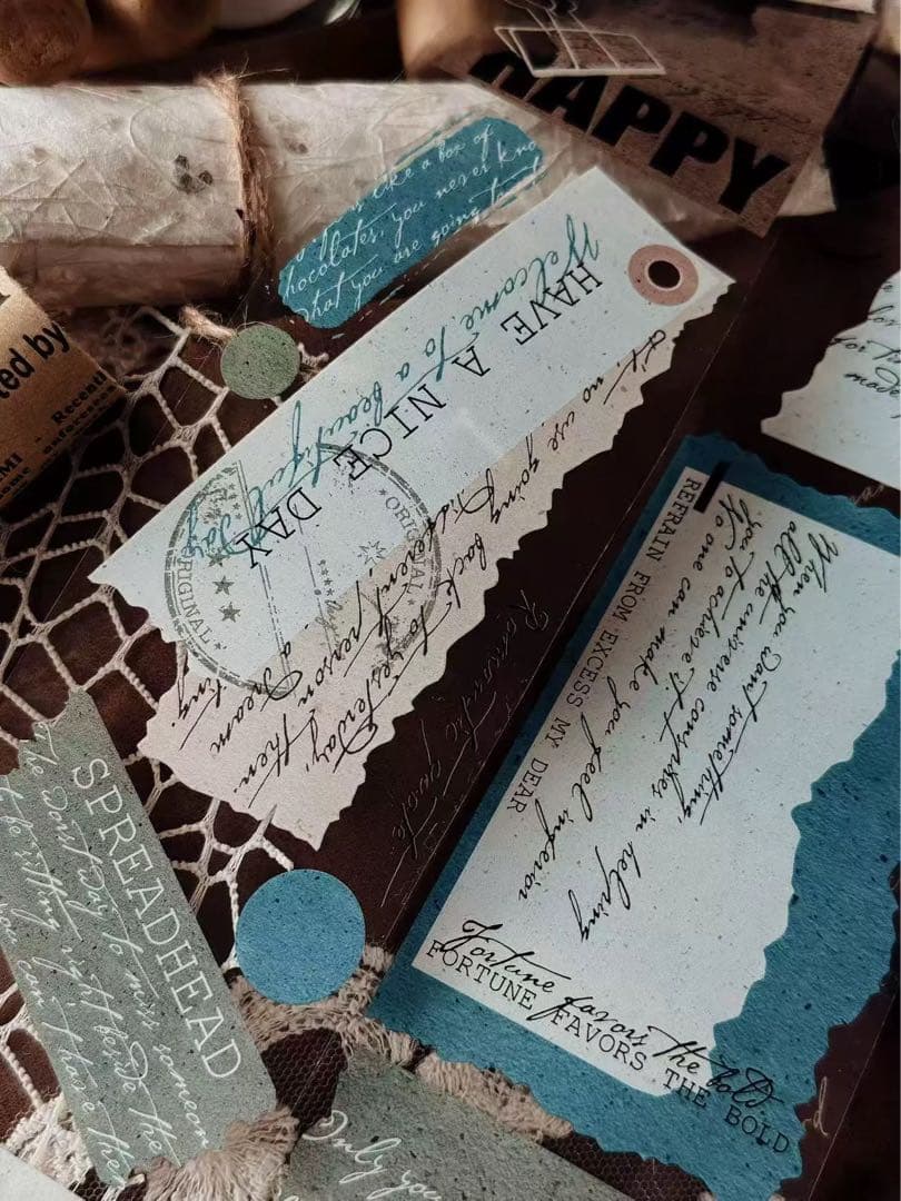 霖蓝汐原创手账《古韵纸章》海外マスキングテープ　マステ 【2647】