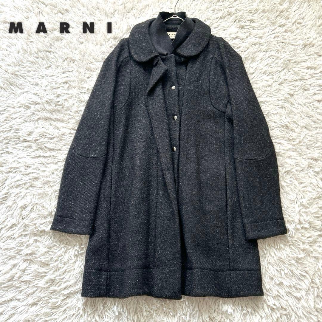 MARNI マルニ　ダブルカラー ウールツイードデザインコート 38
