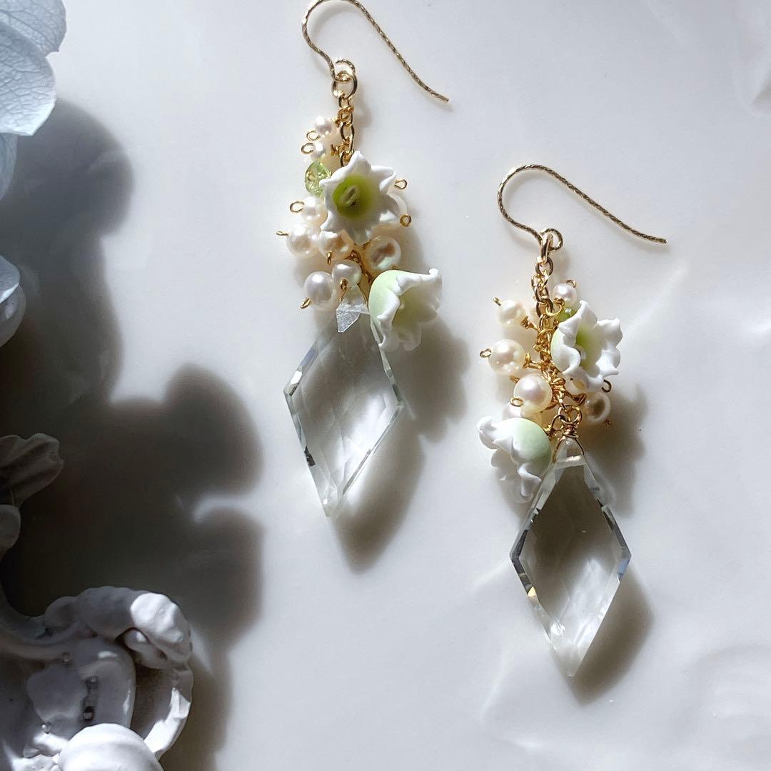 tama◆一点物✧ピンククレージーレースアゲート×ガーネットピアス