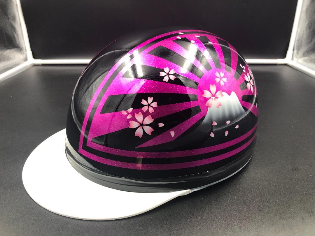 コルク半　カスタム　富士日章　三つボタン　ブラックピンクラメ　桜　高級クリヤ