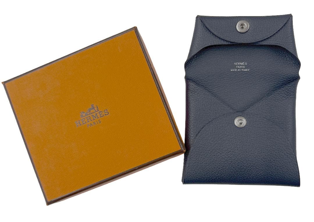 HERMÈS ネイビー レザー ケース