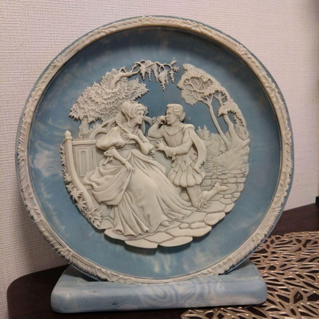 インコレイ ストーン 3D ( 米国 ) カメオ飾り皿　アンティーク