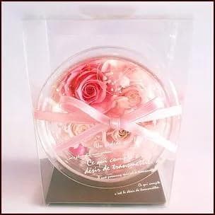 プリザーブドフラワー　ラウンドガラス☆アレンジ　ギフトケース付き