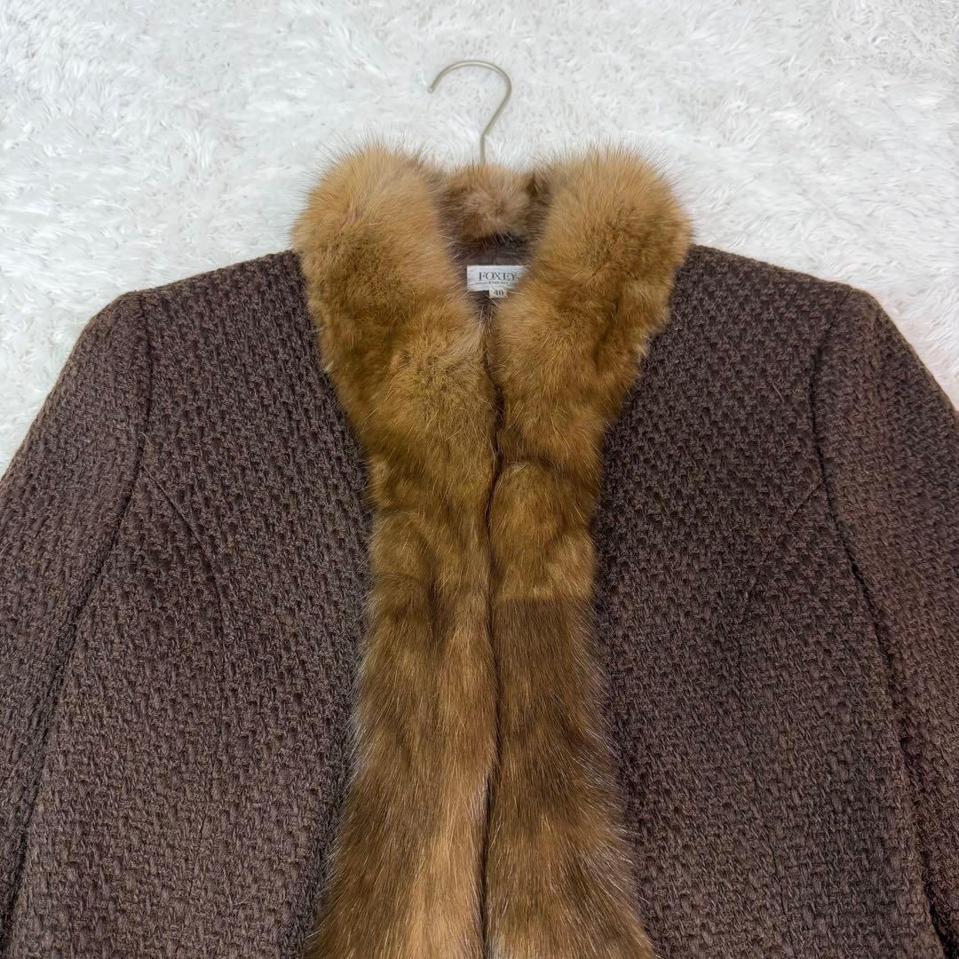 FOXEY セーブル ニット ジャケット デザイン◎ ふわふわ