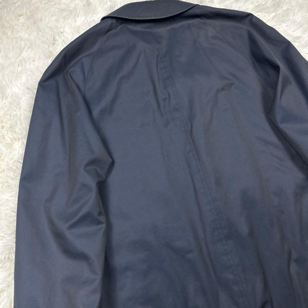 上質　英国製　アクアスキュータム　バルマカーンコート　ネイビー　チェック　比翼