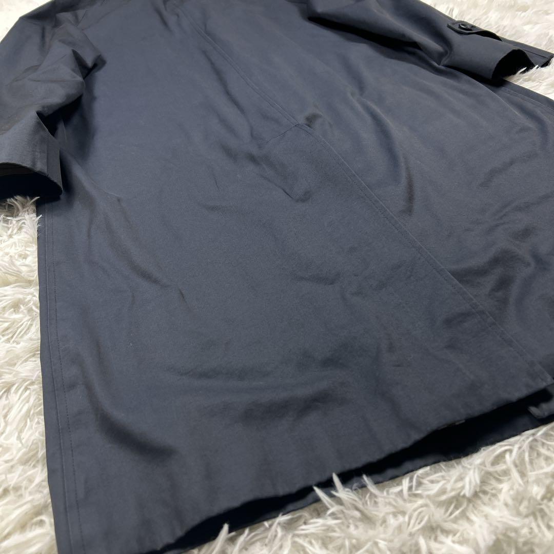 上質　英国製　アクアスキュータム　バルマカーンコート　ネイビー　チェック　比翼