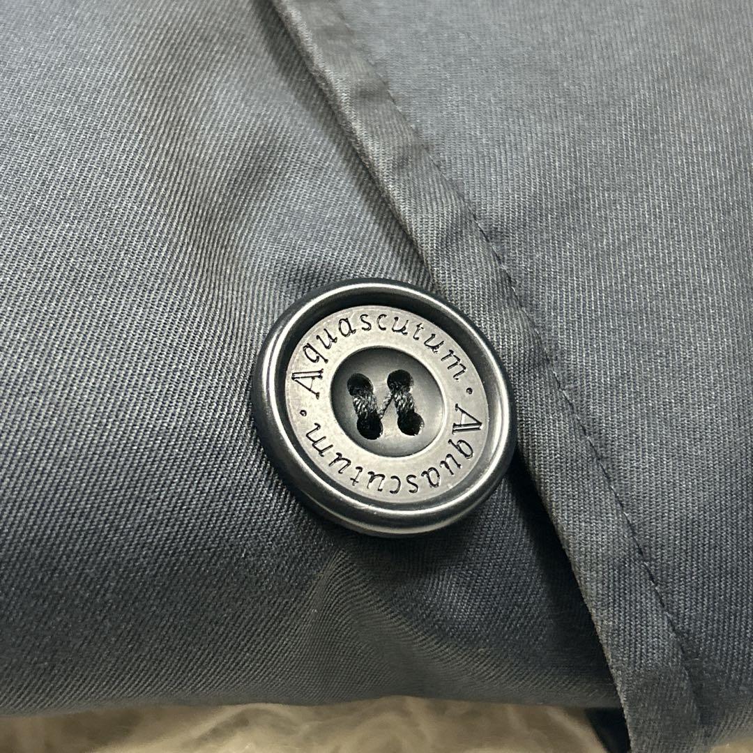 上質　英国製　アクアスキュータム　バルマカーンコート　ネイビー　チェック　比翼