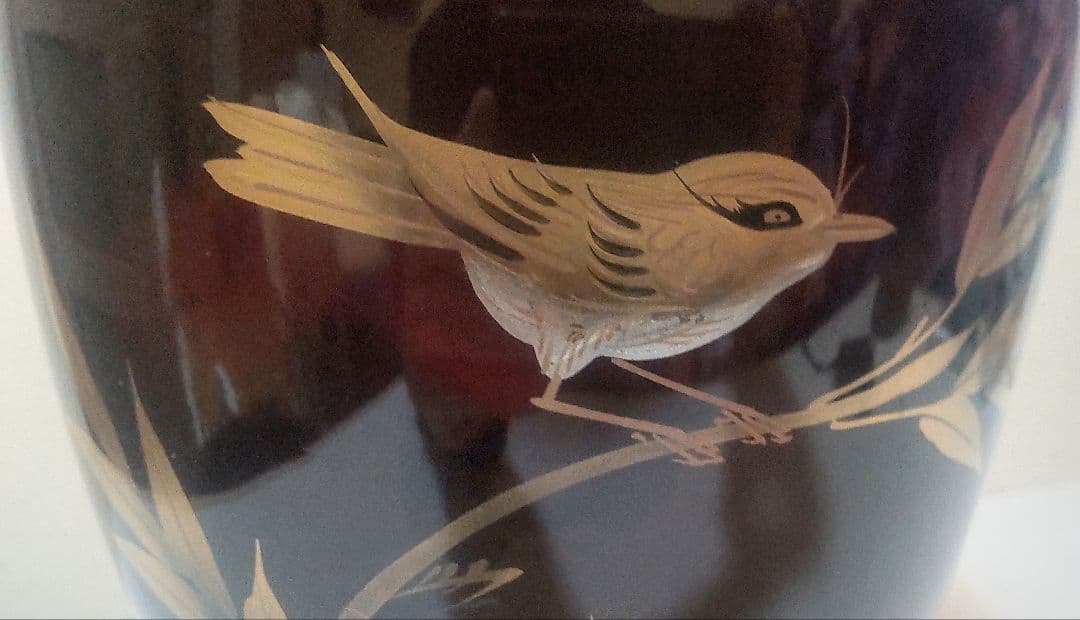 陶胎漆器 金彩蒔絵花壺 /Wajima Lacquer Vase