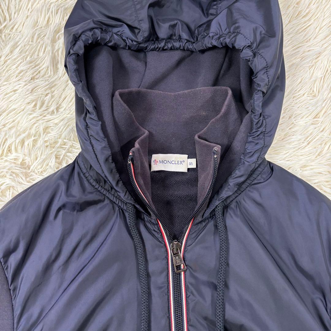 モンクレール マグリア カーディガン S 異素材 ダブルジップ ロゴ ネイビー