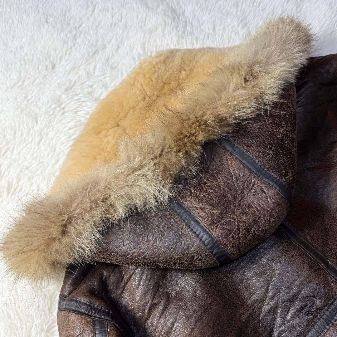 【フード付き】vintage B-3 ムートン フライトジャケット M 超短丈