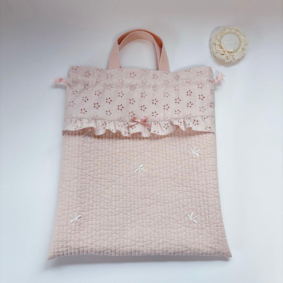 プチロンド　ヌビ　キルト　レッスンバッグ　上履き袋　体操着袋　キルティング