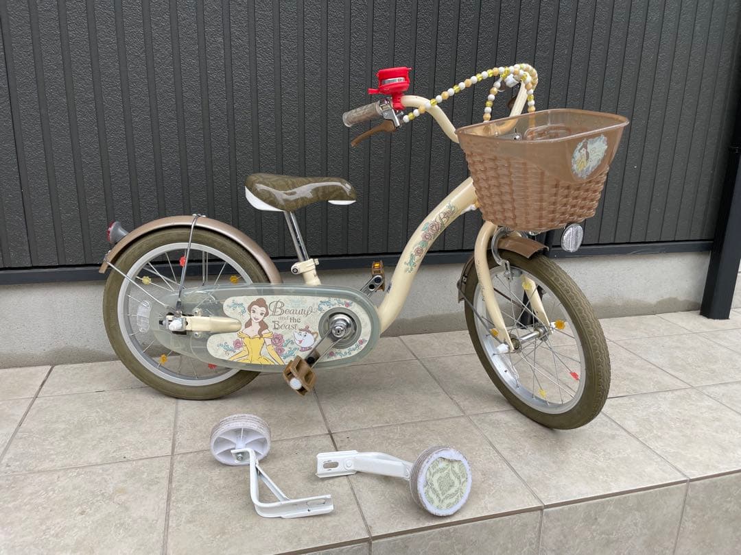 トイザらス 子供用自転車 旧型 ディズニー 美女と野獣 ベルS 補助輪付き自転車