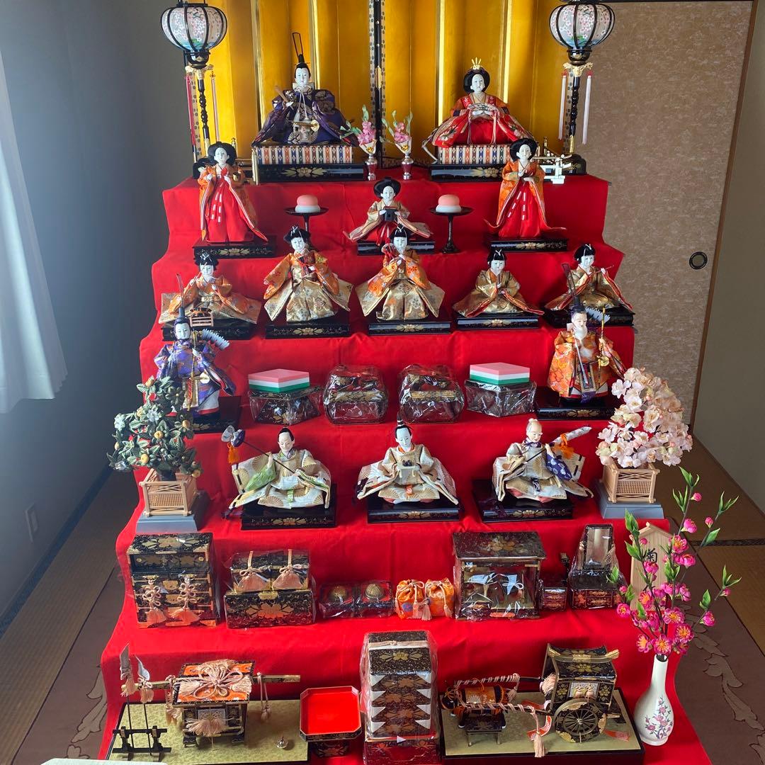 45号サイズ　50年前のひな祭り 雛人形　菊水作の製作者セット(陶器使用)