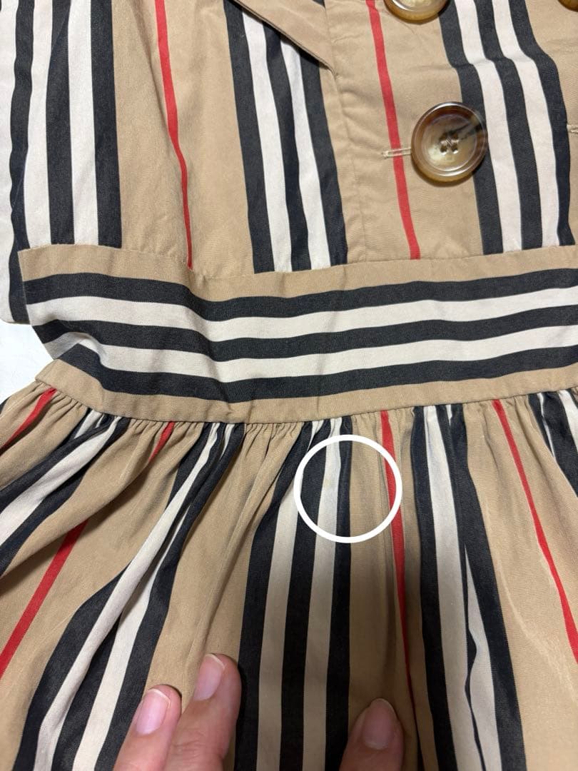 現行BURBERRYセーラー襟 ストライプ ワンピース 10y 140cm