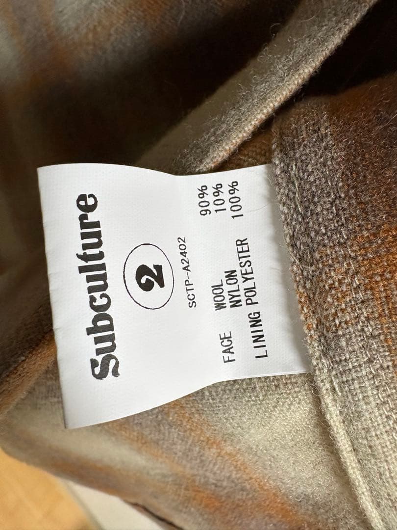 トップス SUBCULTURE WOOL CHECK SHIRT ORANGE 2