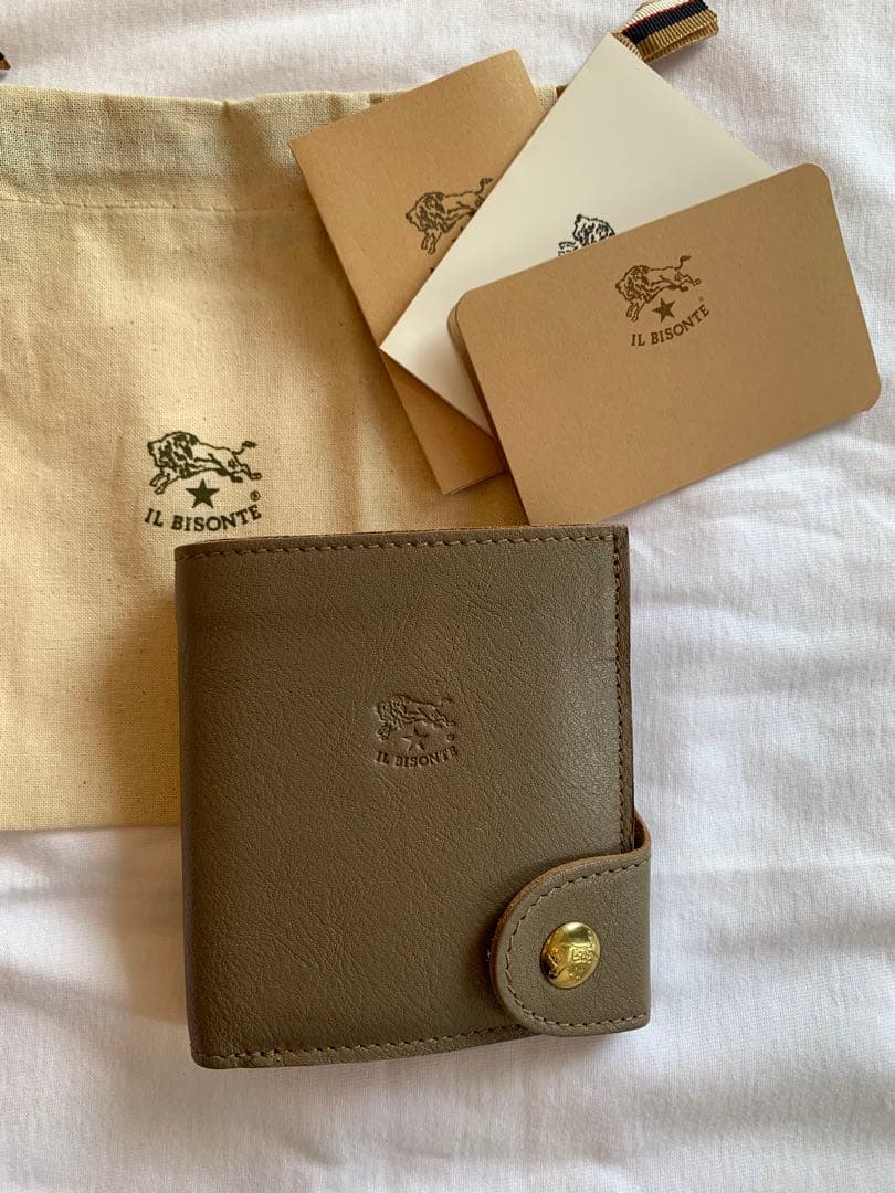 イルビゾンテ レザー ウォレット 折り財布 グレー　新品