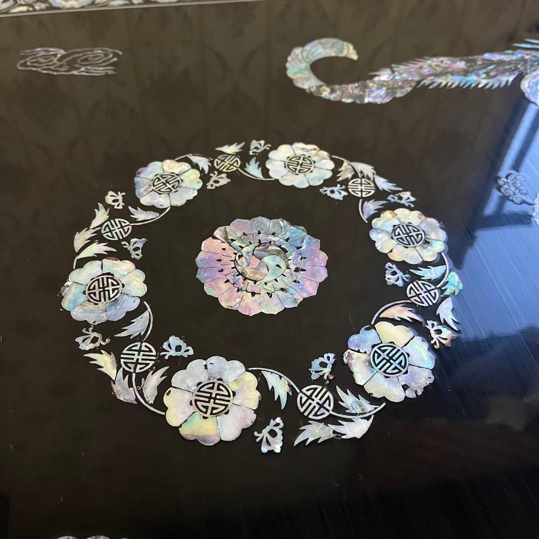 【アンティーク】螺鈿細工 鳳凰文座卓 鳳凰 中国美術 センターテーブル 座卓