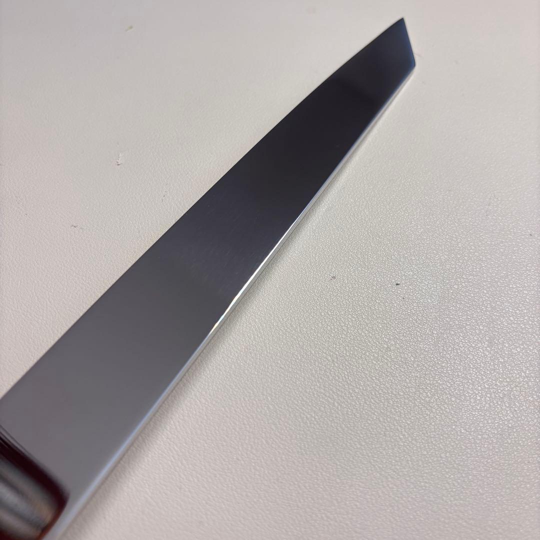 270mm 切付柳刃包丁 鏡面　黒檀黒水牛八角柄 刺身包丁 【全鋼】'鞘付き