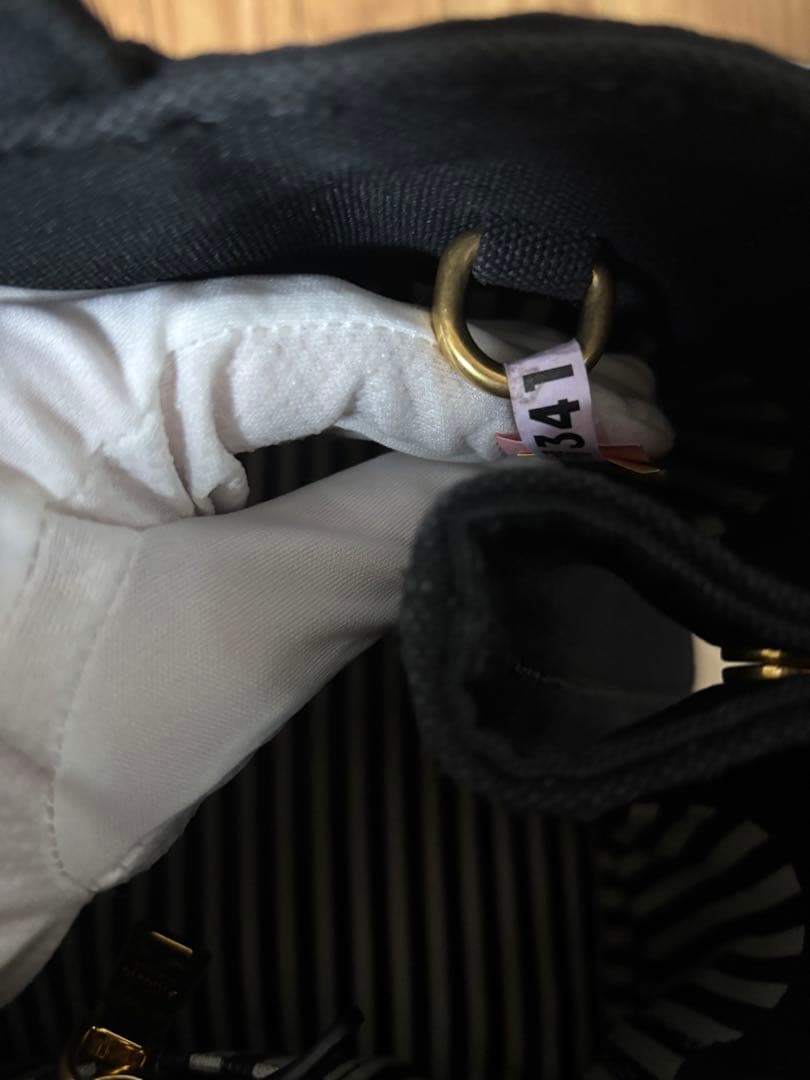 美品 PRADA プラダ カナパ キャンバス ストライプ柄 M ショルダー付き