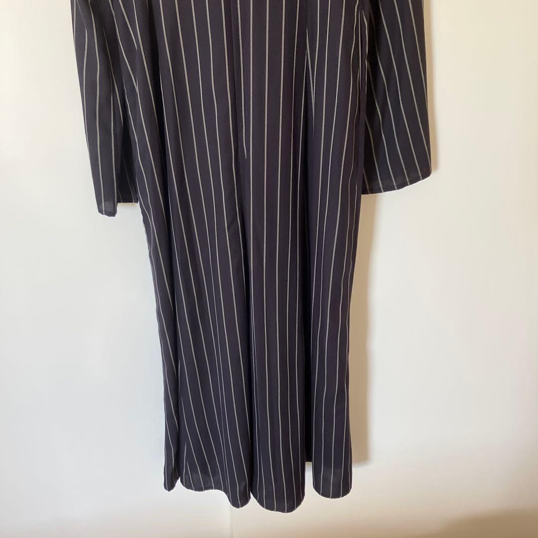 ワンピース CLANE STRIPE TIE ARRANGE FLARE ONEPIECE