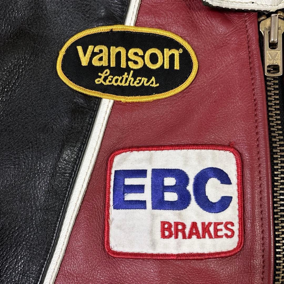 希少 VANSON USA製 レーシング レザージャケット 42 XL ワッペン